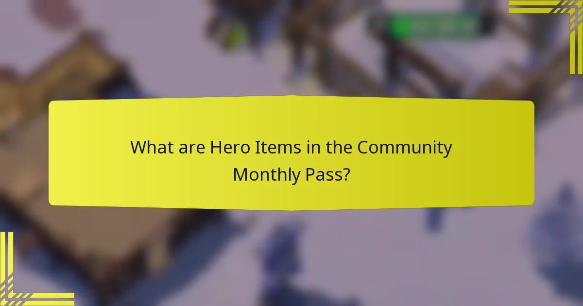 What are Hero Items in the Community Monthly Pass?