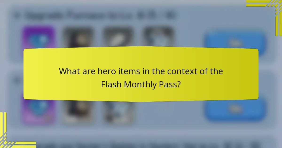 What are hero items in the context of the Flash Monthly Pass?